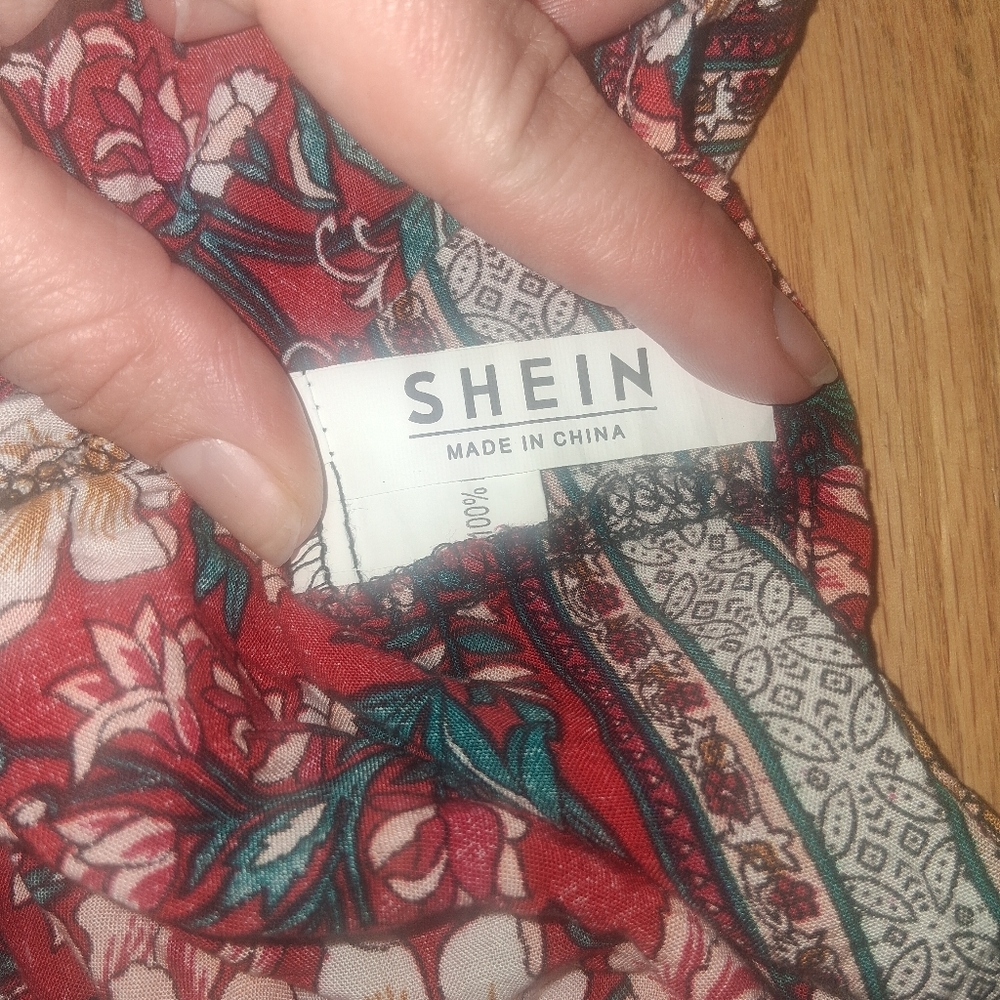 SHEIN Red and Green Floral Mini Dress - Picture 3 of 4
